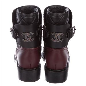 Chanel black leather booties 6.5 CC logo.